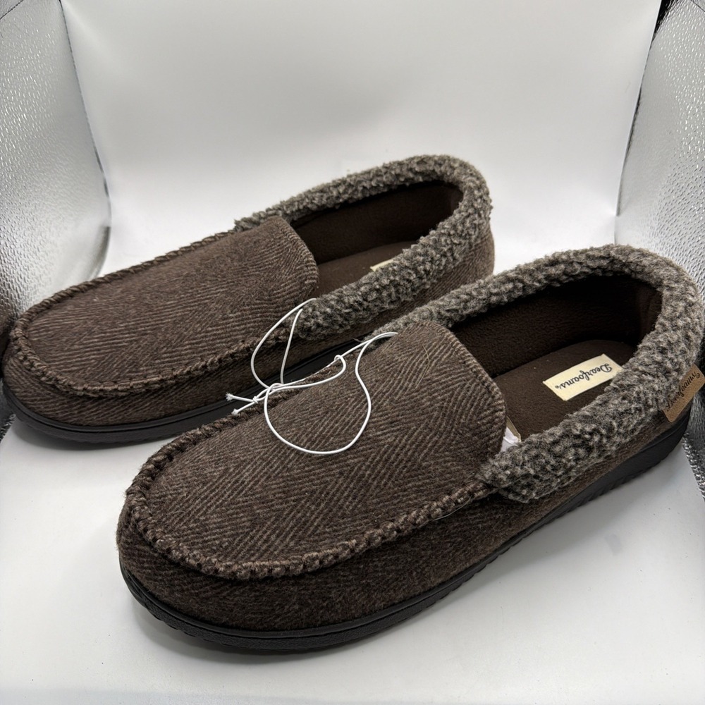 Dearfoams Mens Memory Foam Slippers Coffee Color,Indoor Outdoor Size Xl 13-14‎